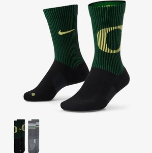 NWT Men's Oregon College Nike Multiplier 2 Pairs Crew Socks